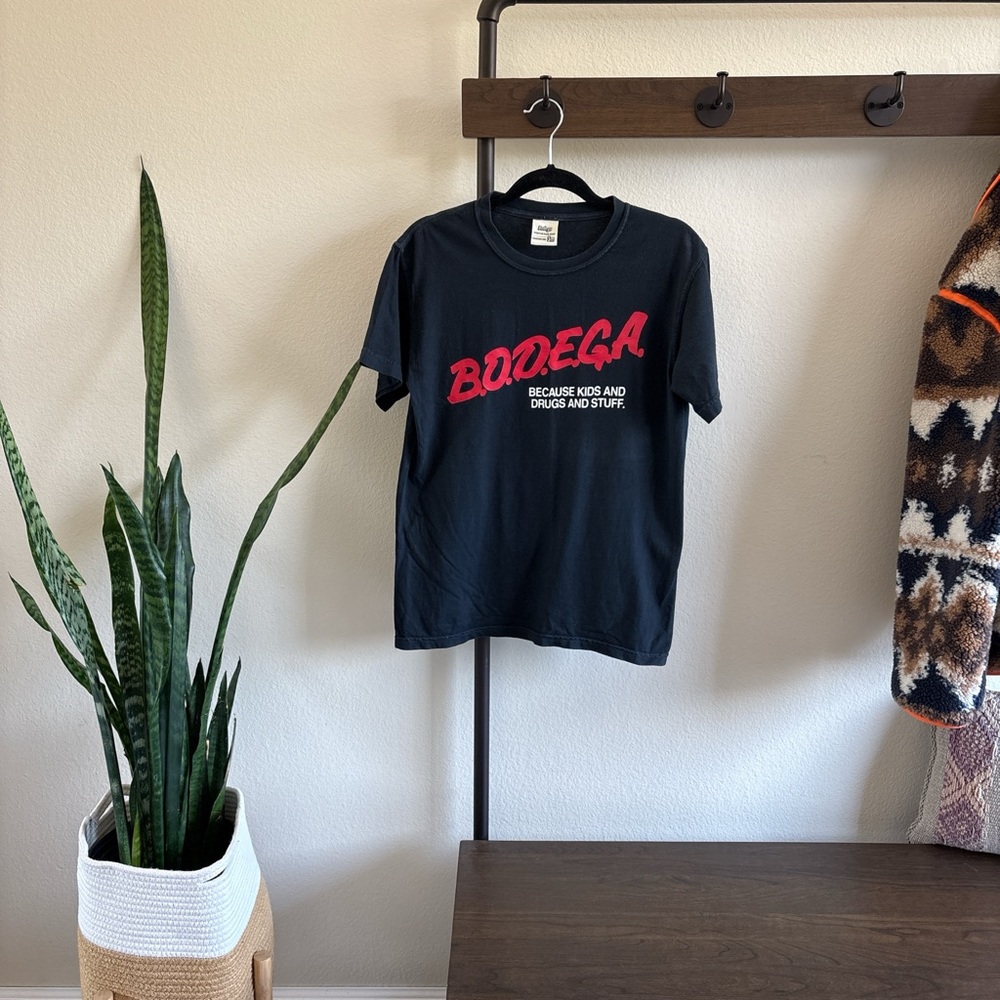 Bodega Black T-Shirt with Red Graphic